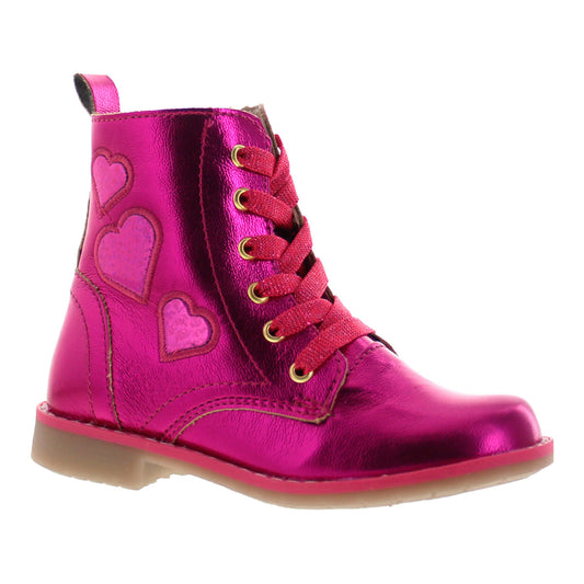 Bota Niña  7216  Rosa Fiusha con Corazones