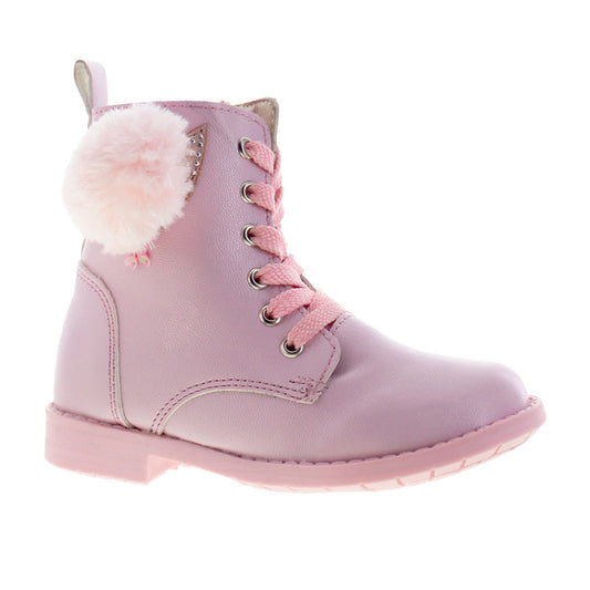 Bota Niña 7217 Rosa con Agujetas y Pompon