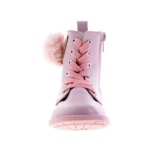 Bota Niña 7217 Rosa con Agujetas y Pompon