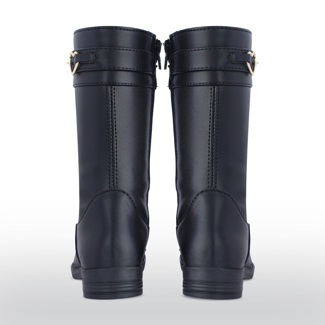 Bota Alta Niña 73500 Negro con Corazones Dorados, vista 2