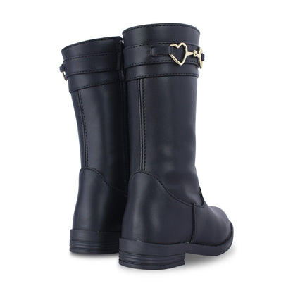 Bota Alta Niña 73500 Negro con Corazones Dorados, vista 3