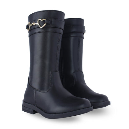 Bota Alta Niña 73500 Negro con Corazones Dorados, vista 4