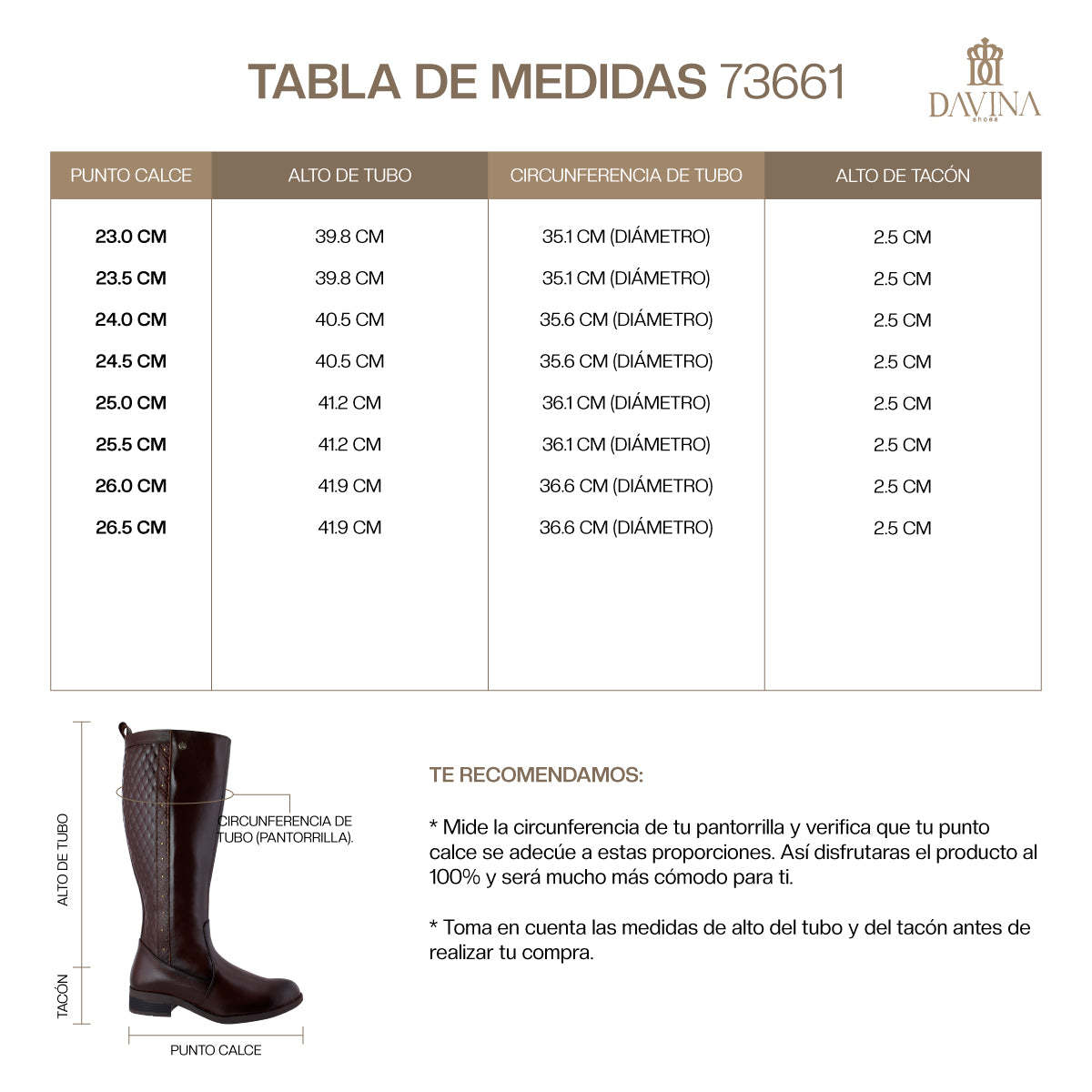 Bota Alta Dama 73661 Davina Brandy Calzado Cachorros