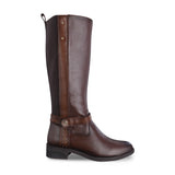 Bota ecuestre mujer 73715 piel brandy con cierre lateral