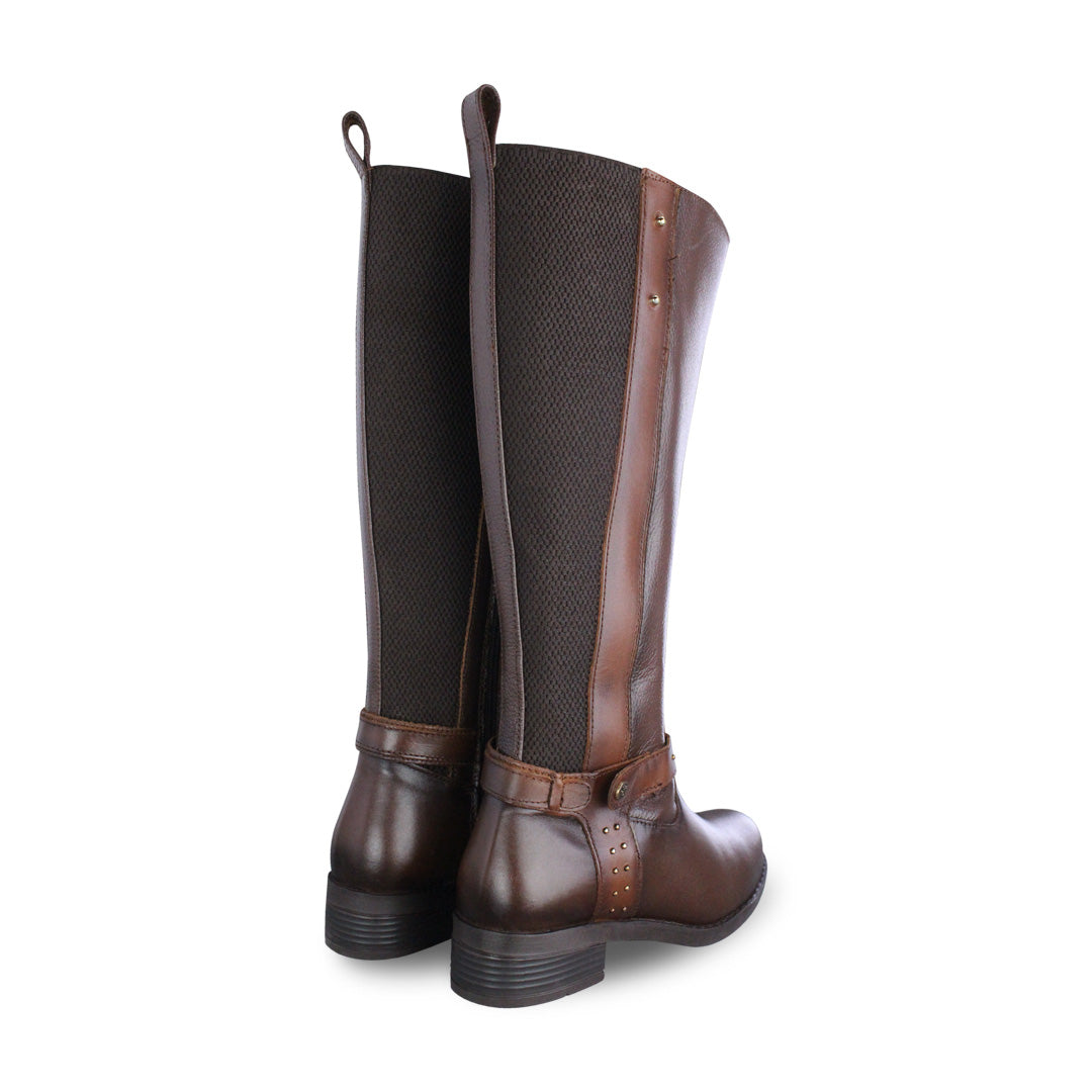 Bota ecuestre Mujer 73715 Piel Brandy con cierre lateral