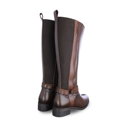 Bota ecuestre Mujer 73715 Piel Brandy con cierre lateral