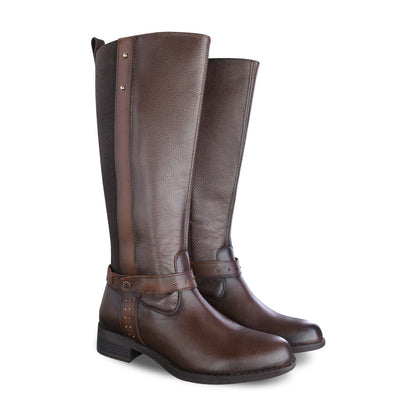 Bota ecuestre Mujer 73715 Piel Brandy con cierre lateral