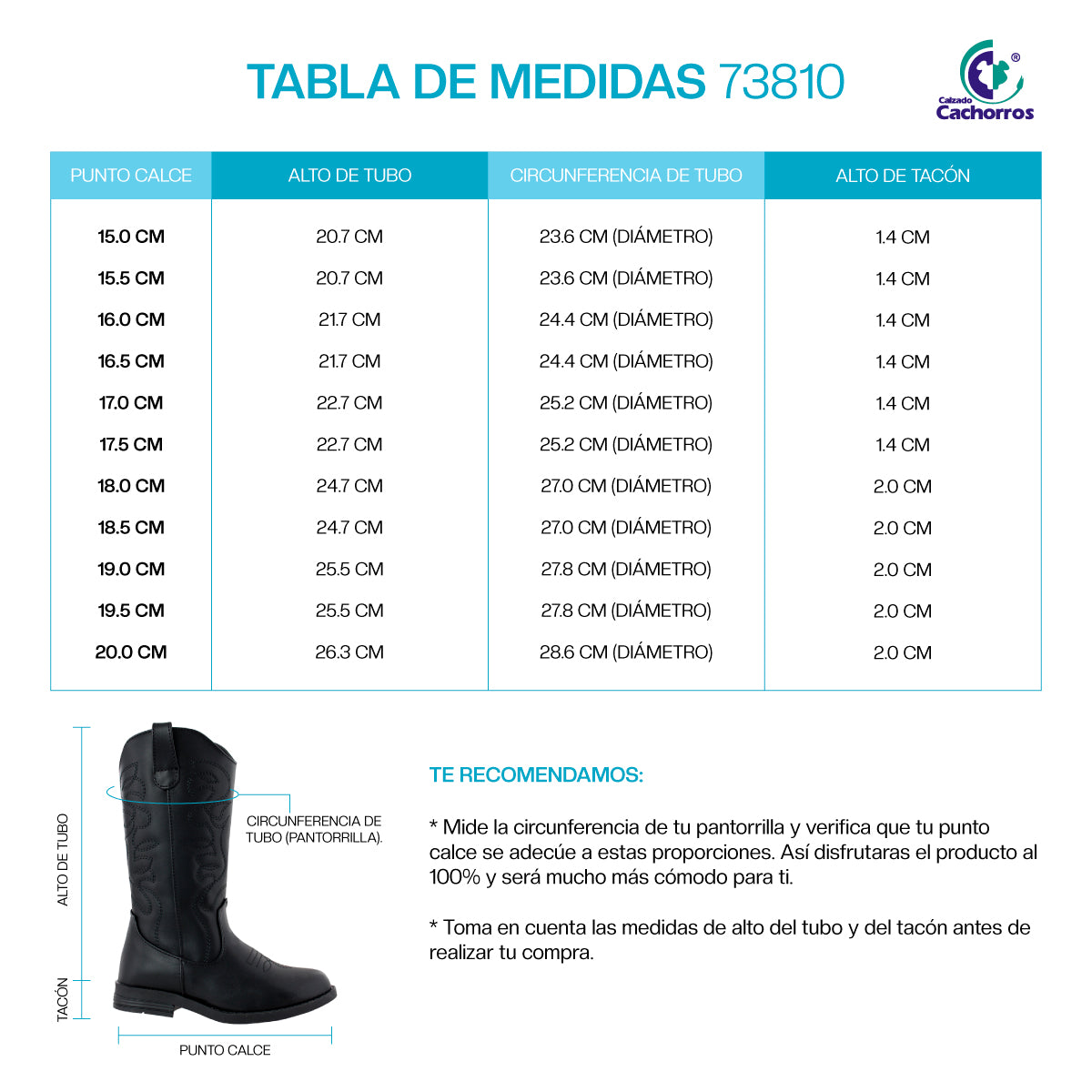 Bota Vaquera Niña 73810 Negro