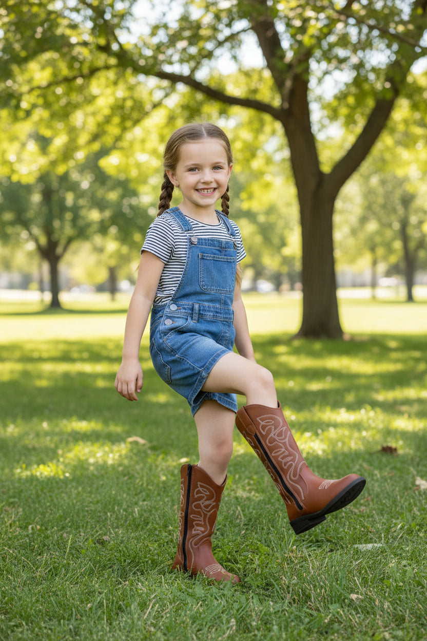 Bota Vaquera Niña 73810 Café Bordada