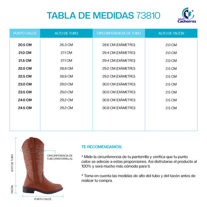 Bota Vaquera Niña 73810 Café Bordada