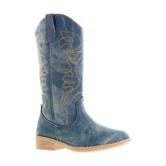 Bota Niña Vaquera 73810 Jeans Mezclilla tubo Bordado