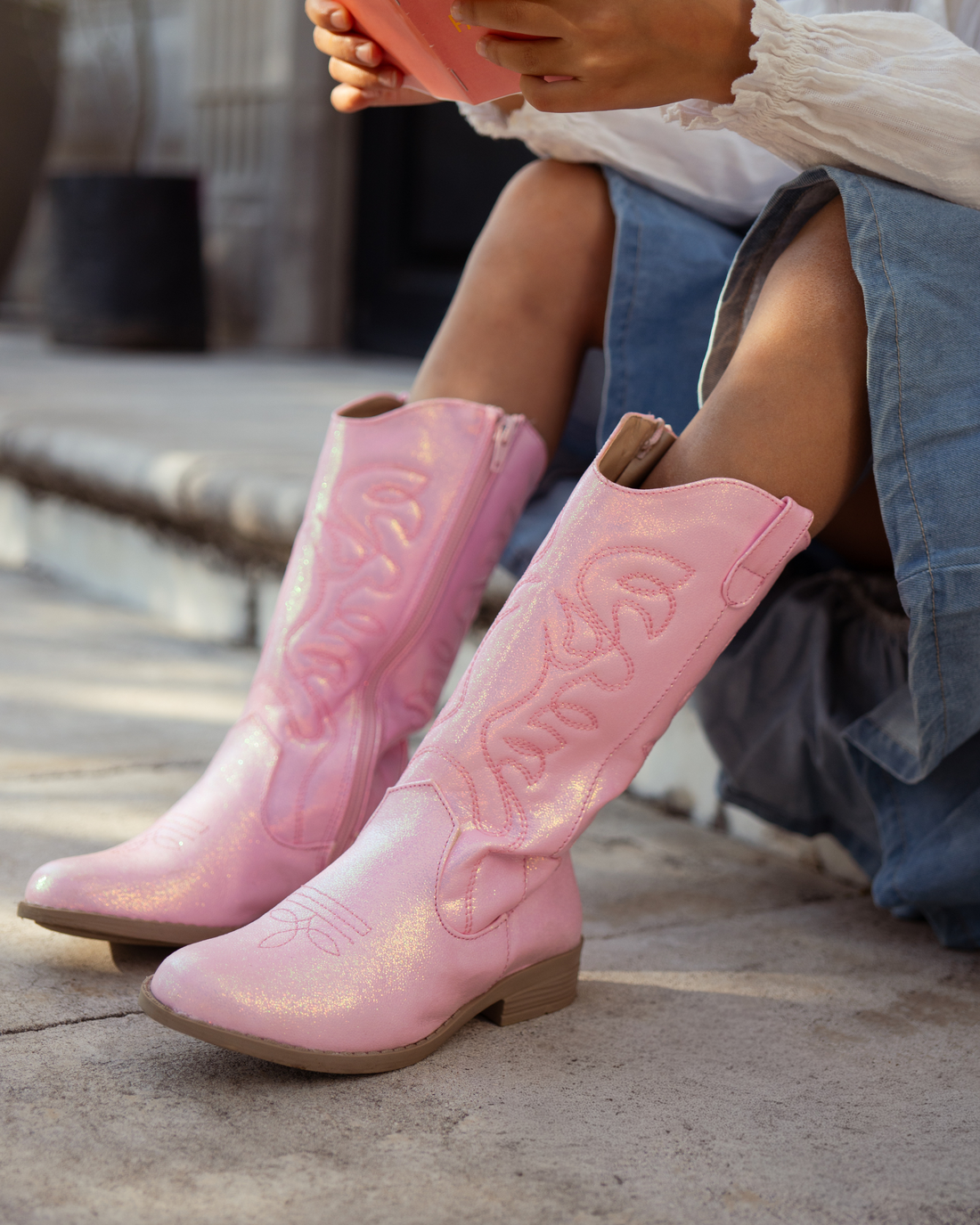 Bota Vaquera Niña 73810 Rosa con Brillos