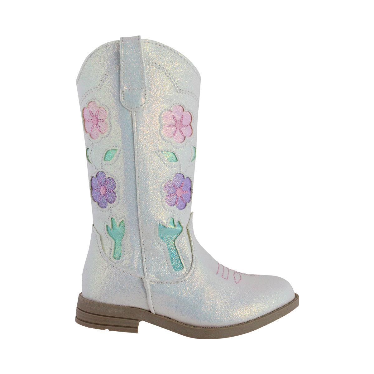 Bota Vaquera Niña 73813 Blanco Tubo Bordado
