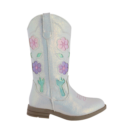 Bota Vaquera Niña 73813 Blanco Tubo Bordado