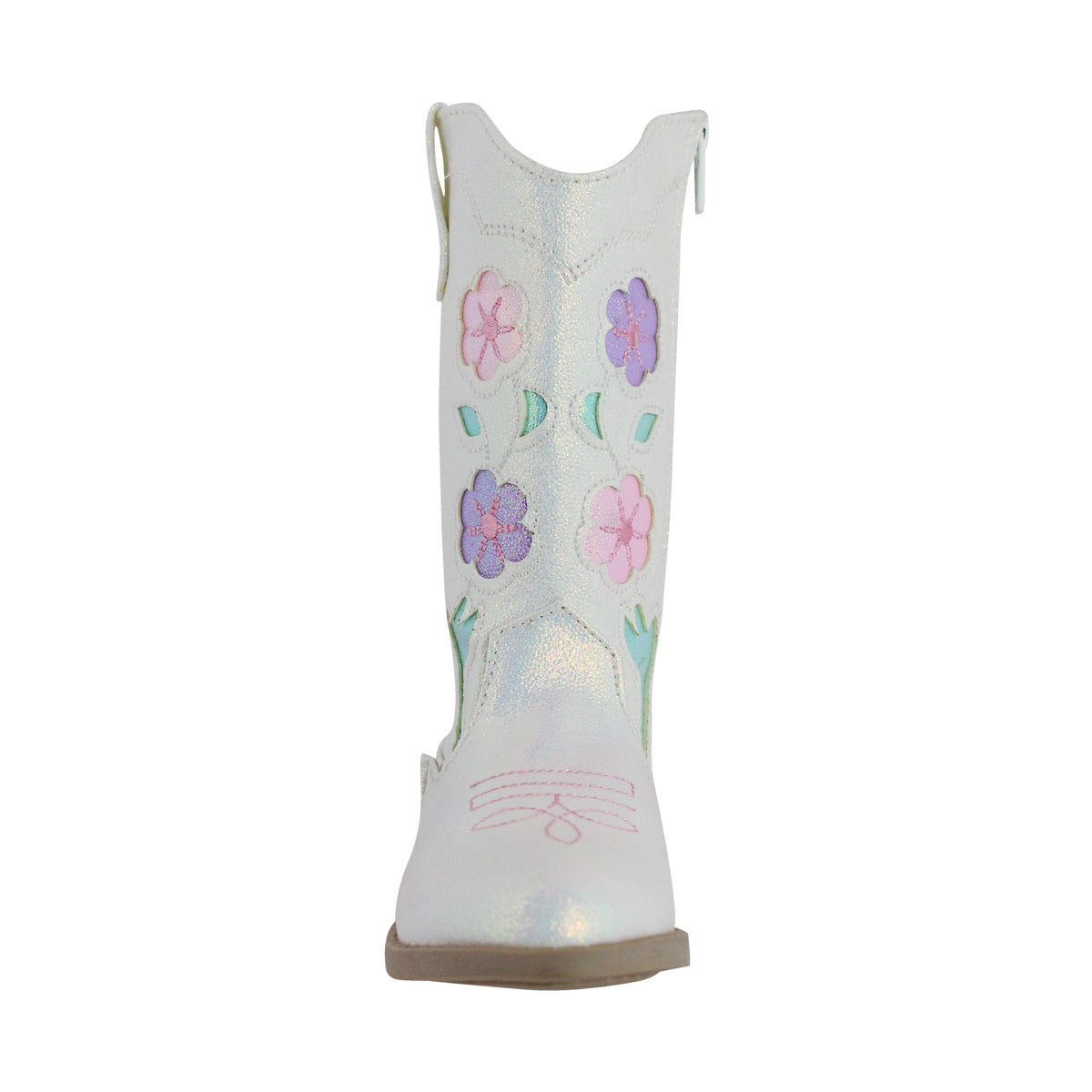 Bota Vaquera Niña 73813 Blanco Tubo Bordado