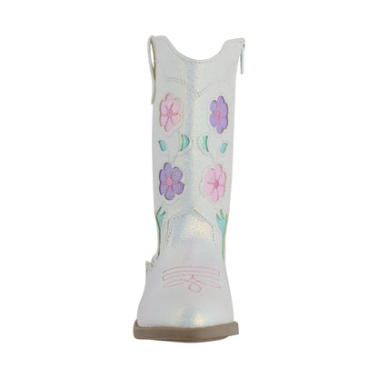 Bota Vaquera Niña 73813 Blanco Tubo Bordado