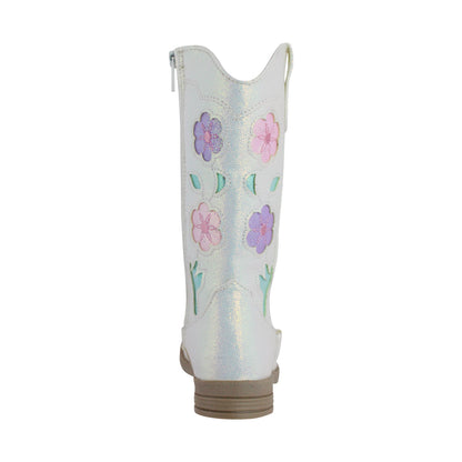 Bota Vaquera Niña 73813 Blanco Tubo Bordado