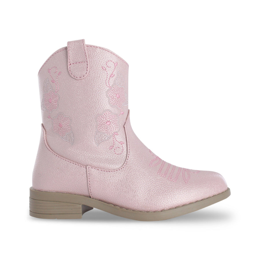 Botín Vaquero Niña 74009 Rosa con Flores Bordadas, vista 1