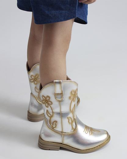 Bota Vaquera Niña 74020 Metálico Oro