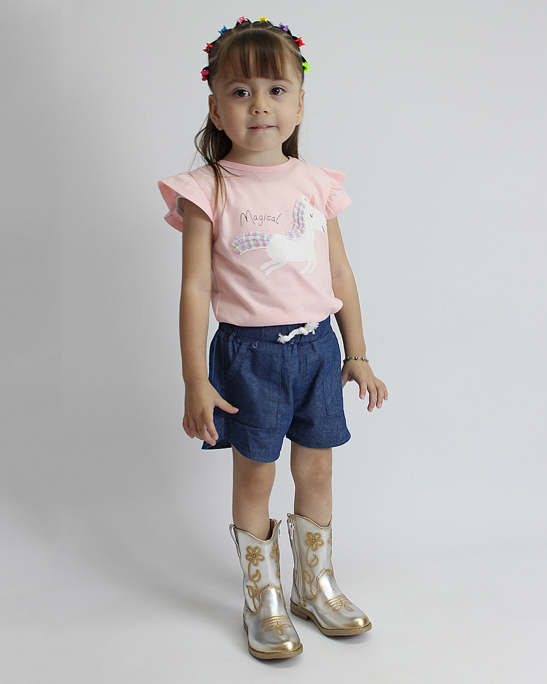 Botín Vaquero Niña 74020 Metálico Oro