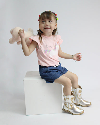Bota Vaquera Niña 74020 Metálico Oro