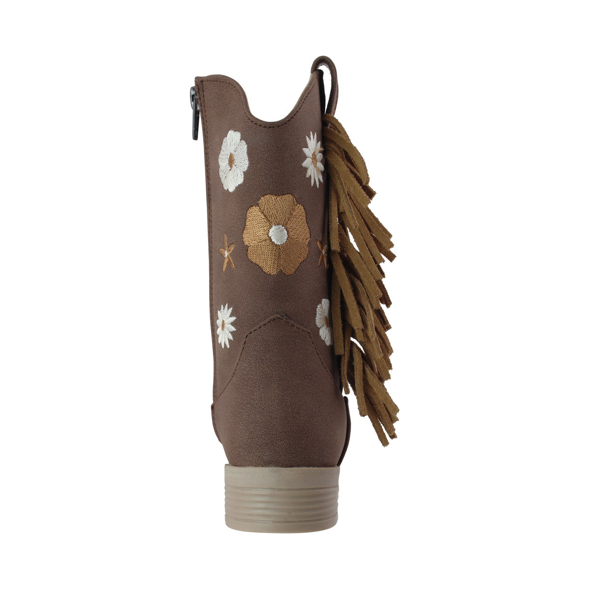 Bota Vaquera Niña Magy 74022 Café Bordada Con flores y Flecos