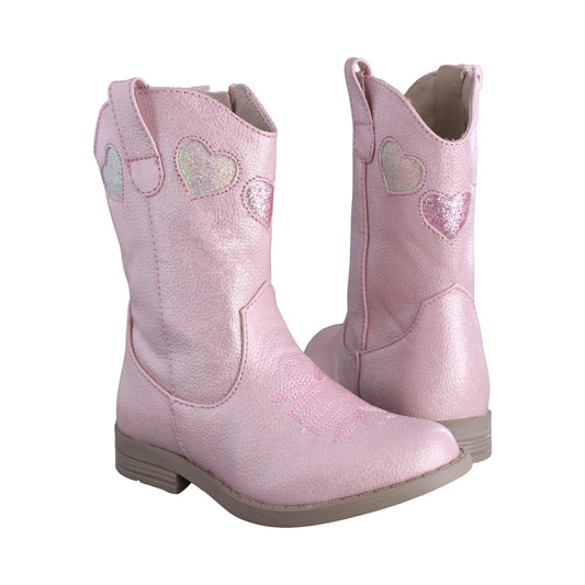 Bota Vaquera Niña 74023 Rosa con Corazones y Brillos