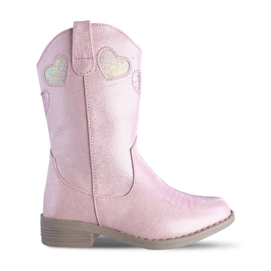Bota Vaquera Niña 74023 Rosa con Corazones y Brillos