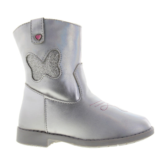 Botín Niña Vaquero 7430 Plata con Mariposas
