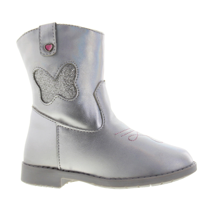 Botín Niña Vaquero 7430 Plata con Mariposas