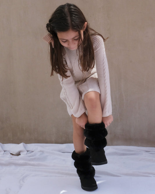 Bota Niña 7621 Negro con Peluche