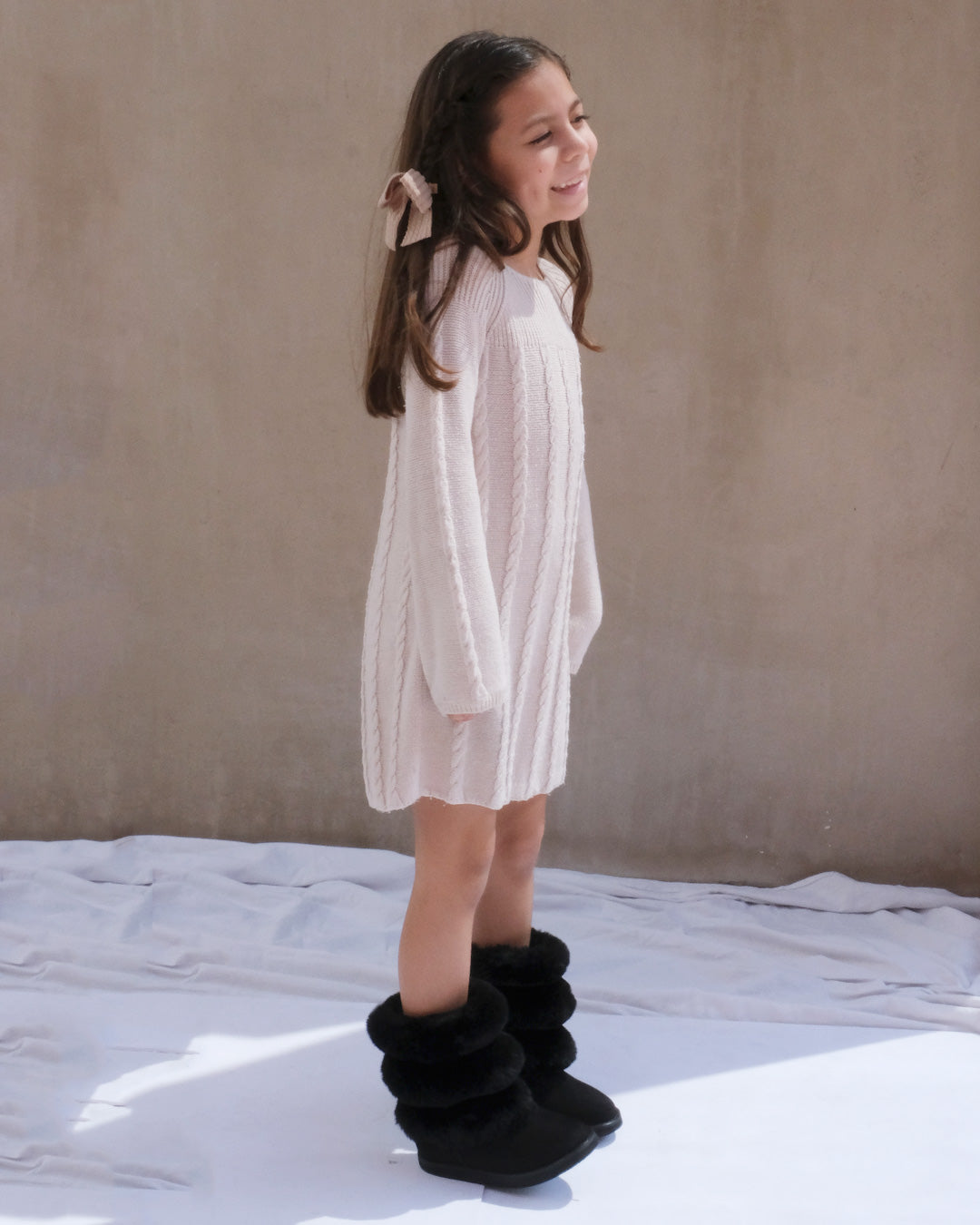 Bota Mediana Niña 7621 Negro con Peluche