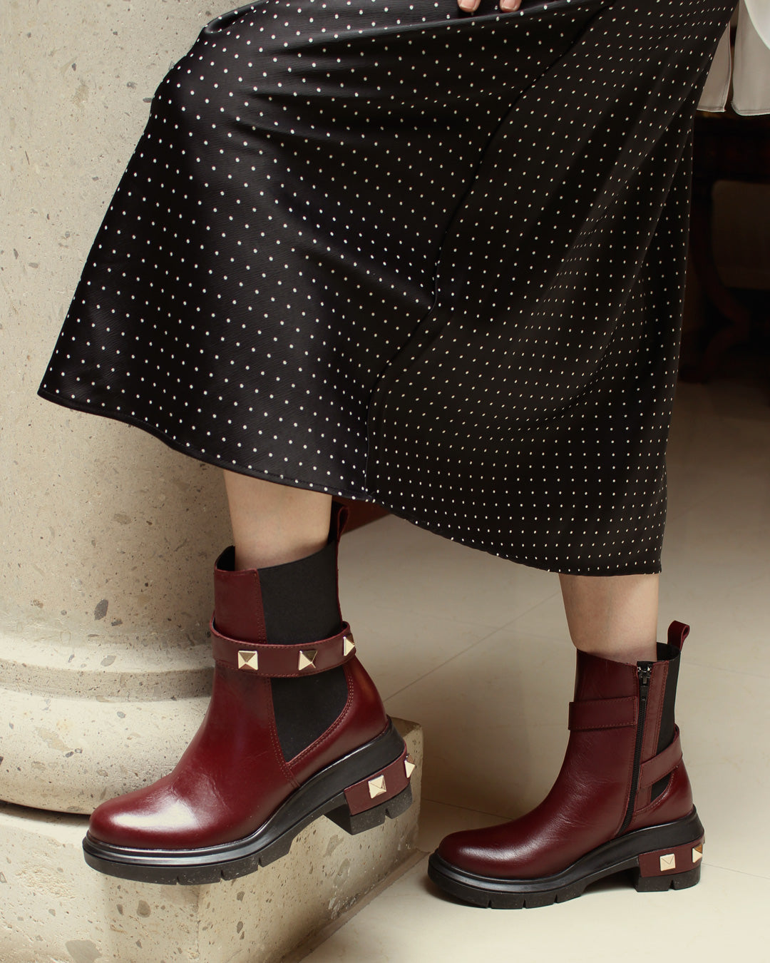 Bota Mediana 81220 Piel Davina Vino
