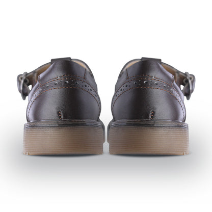 Zapato Escolar Niña 9001 Piel Café