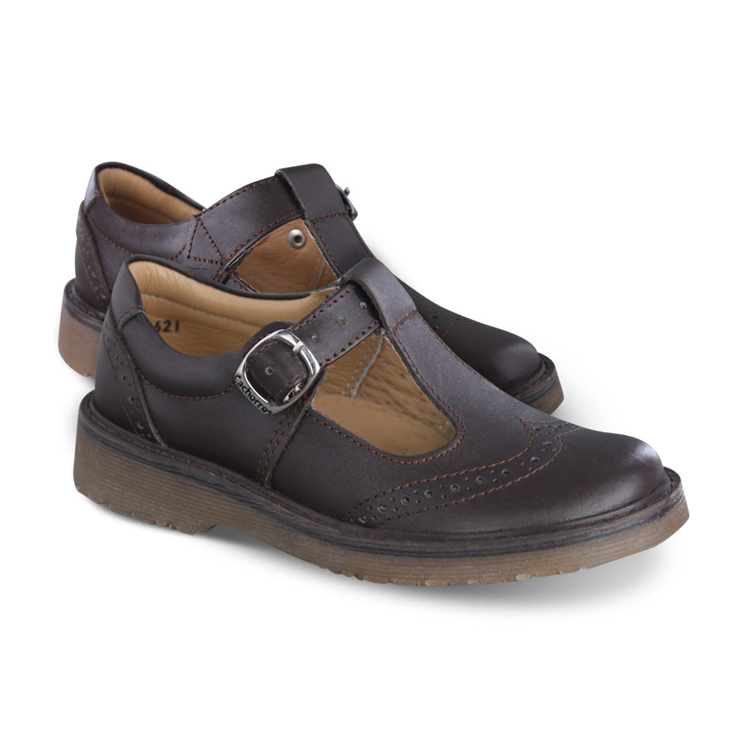 Zapato Escolar Niña 9001 Piel Café