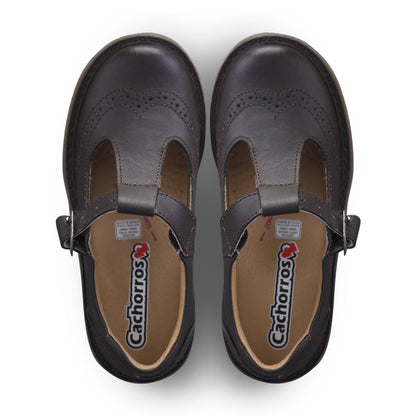 Zapato Escolar Niña 9001 Piel Café