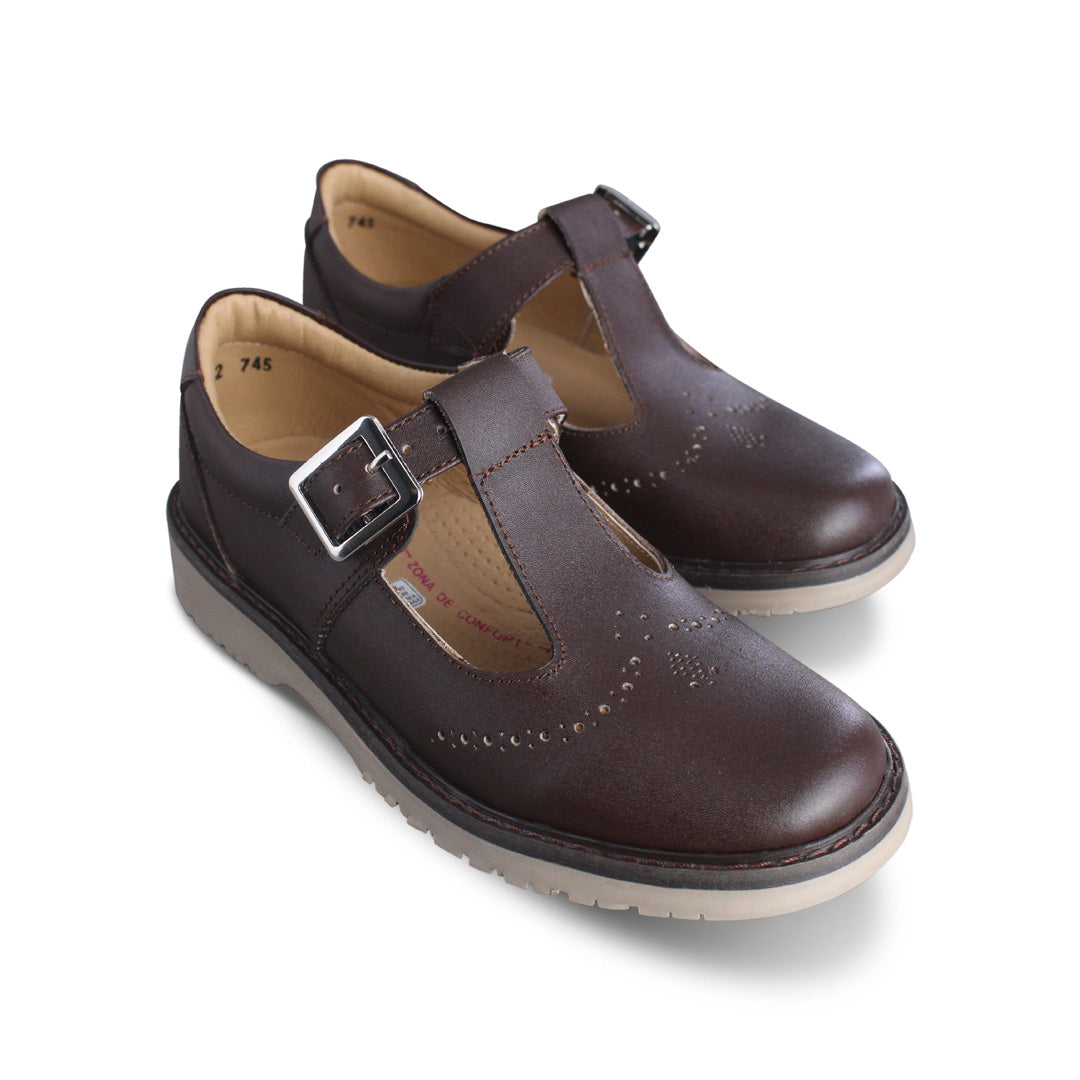 Zapato escolar niña 9002 piel café - vista 4