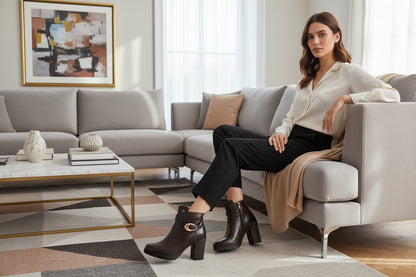 Bota Mediana Mujer 90209 Davina Piel Café