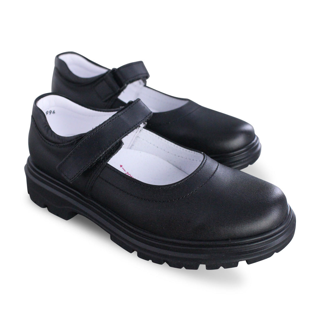 Zapato Escolar Niña 9130 Piel Negra Velcro