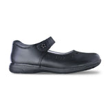 Zapato escolar niña 9131 piel negra velcro con estrellas