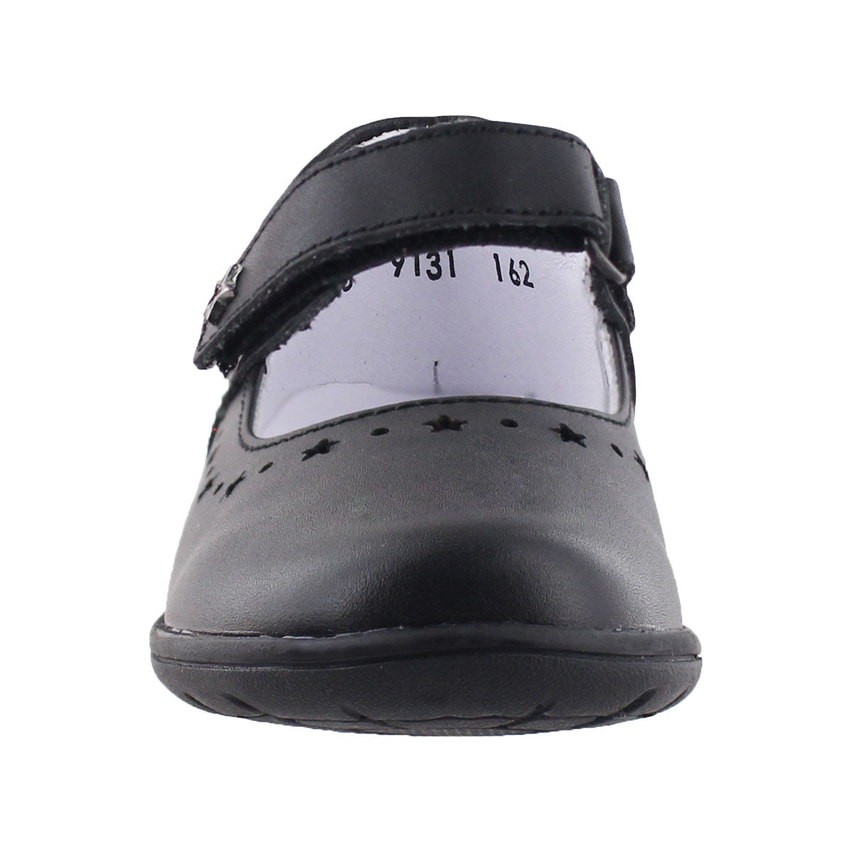 Zapato Escolar Niña 9131 Piel Negra Velcro con Estrellas