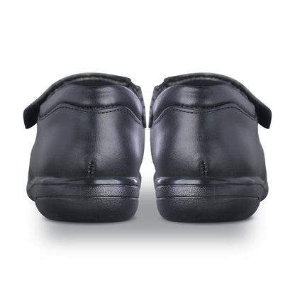 Zapato Escolar Niña 9131 Piel Negra Velcro con Estrellas