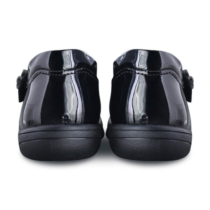 Zapato escolar Niña 9134 Piel Charol Negro con bordado de mariposas