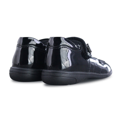 Zapato escolar Niña 9134 Piel Charol Negro con bordado de mariposas