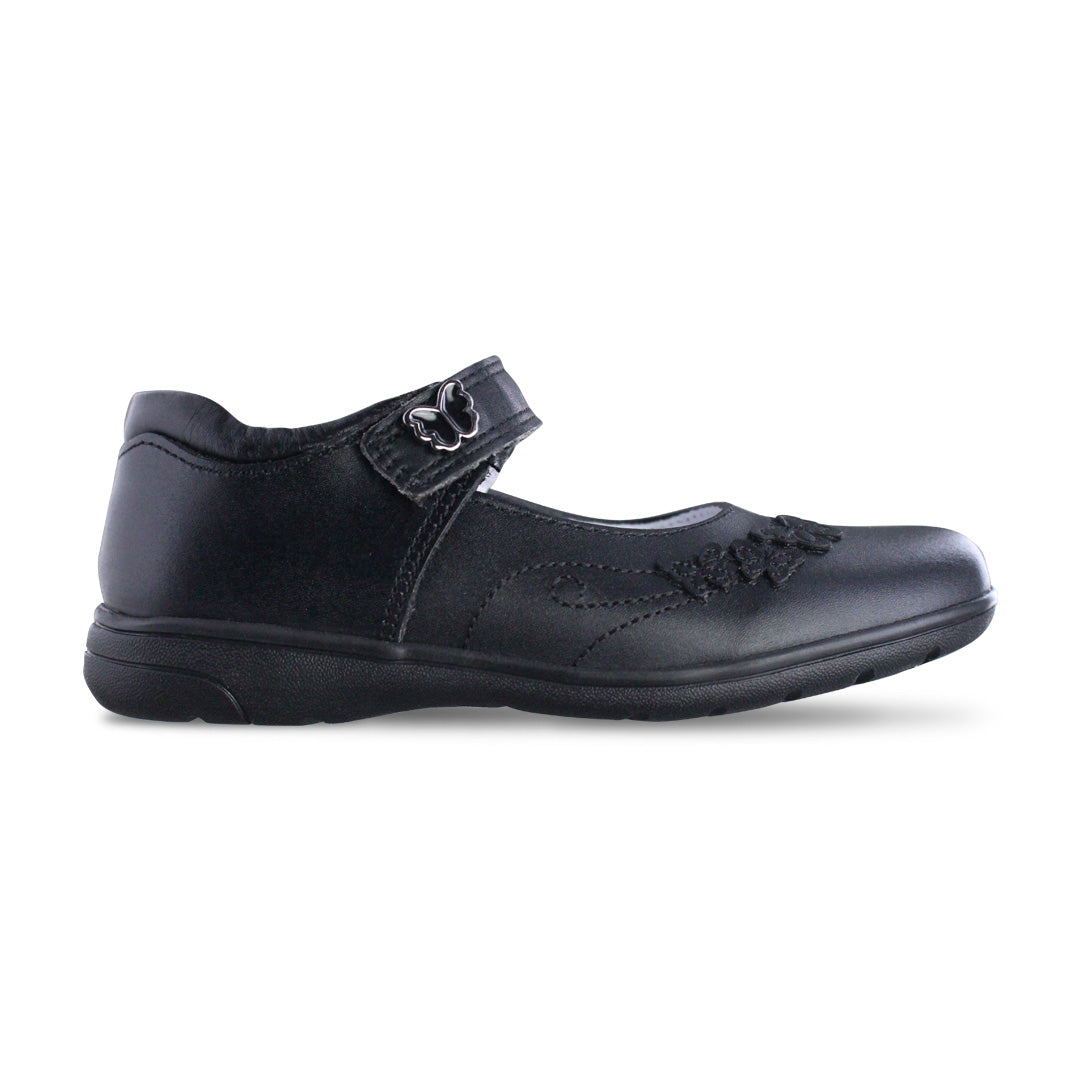 Zapato Escolar Niña 9134 Piel Negra Velcro