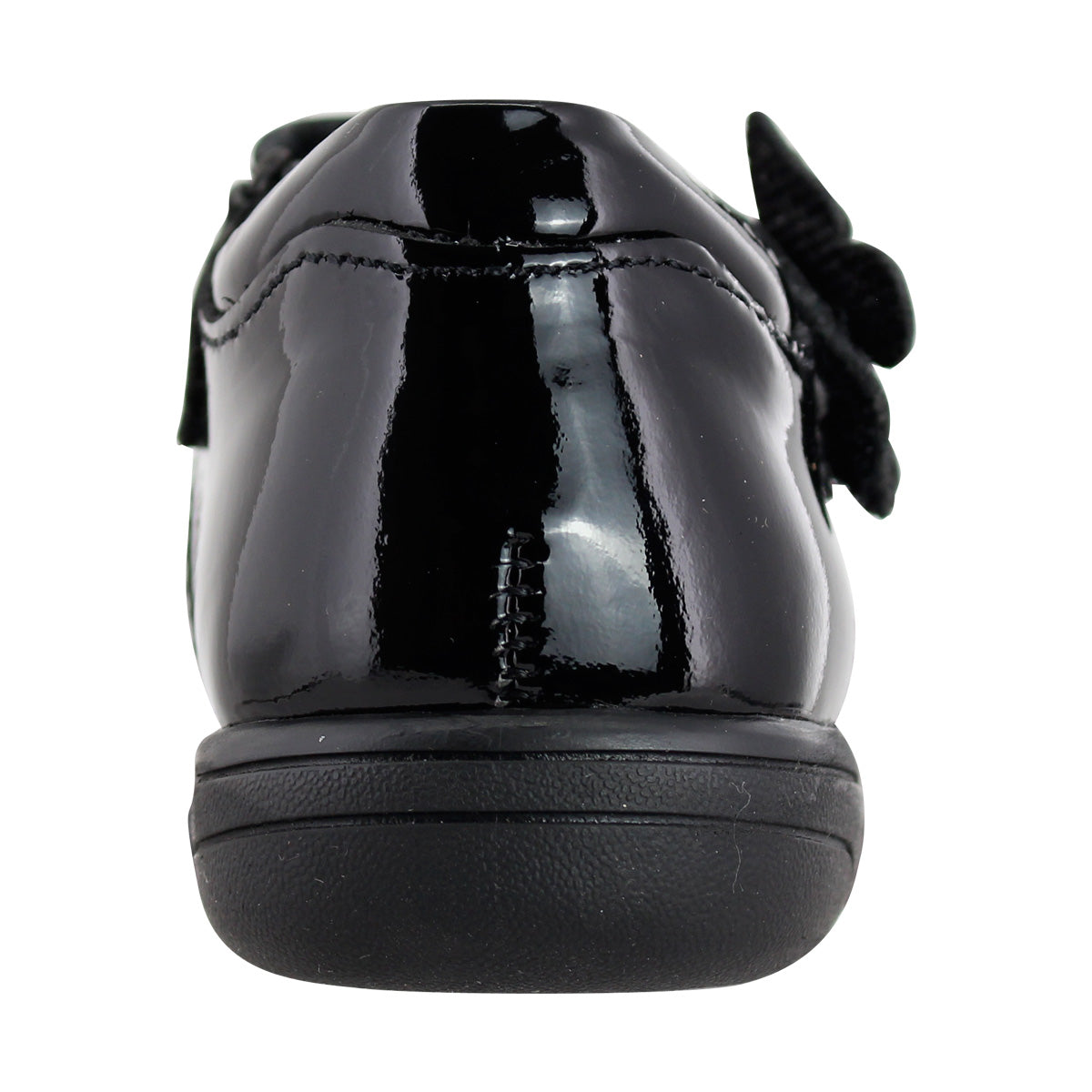 Zapato Escolar Niña 9142 Charol Negro Velcro con Mariposa