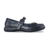 Zapato escolar niña 9241 piel negra con flor