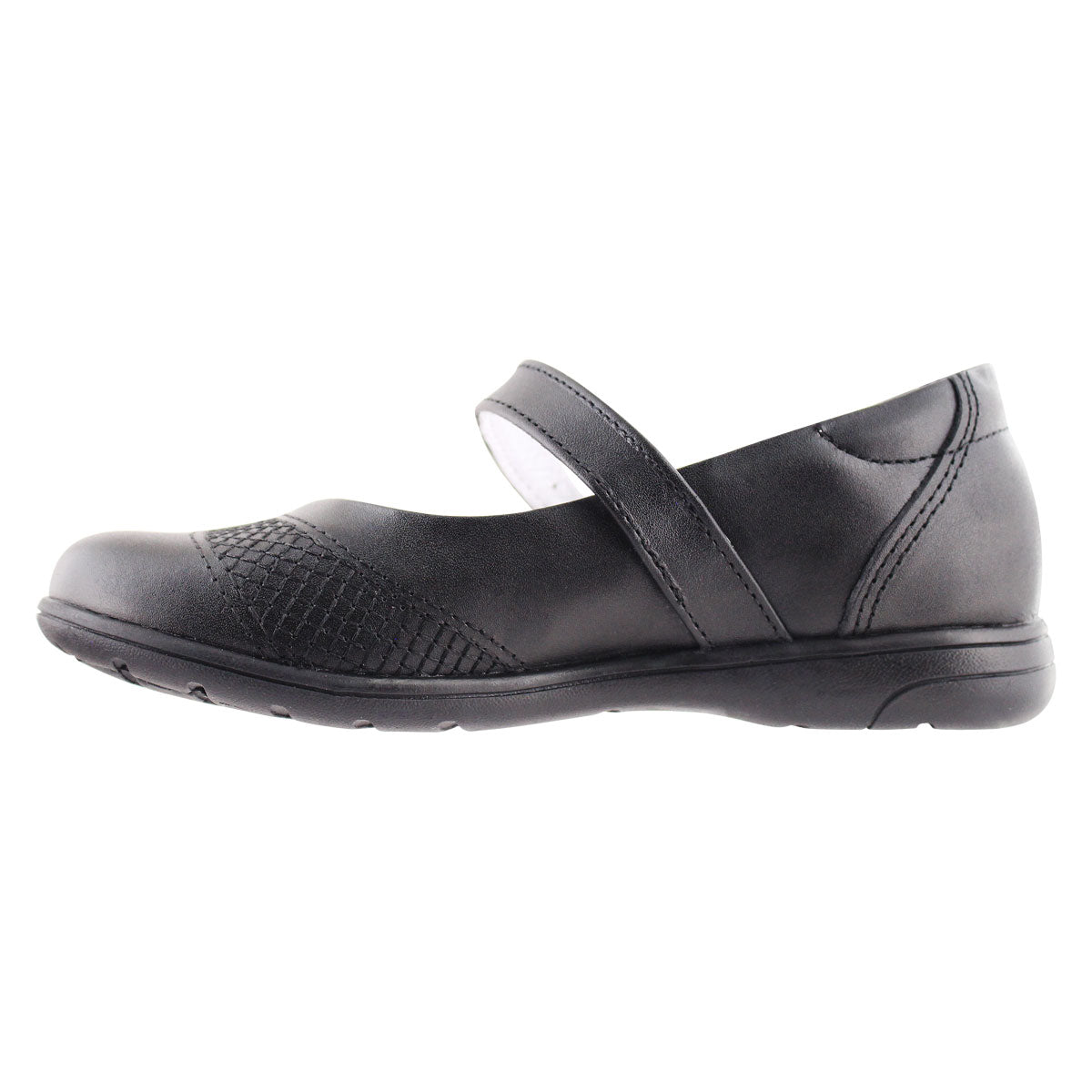 Zapato Escolar Niña 9241 Piel Negra con Flor
