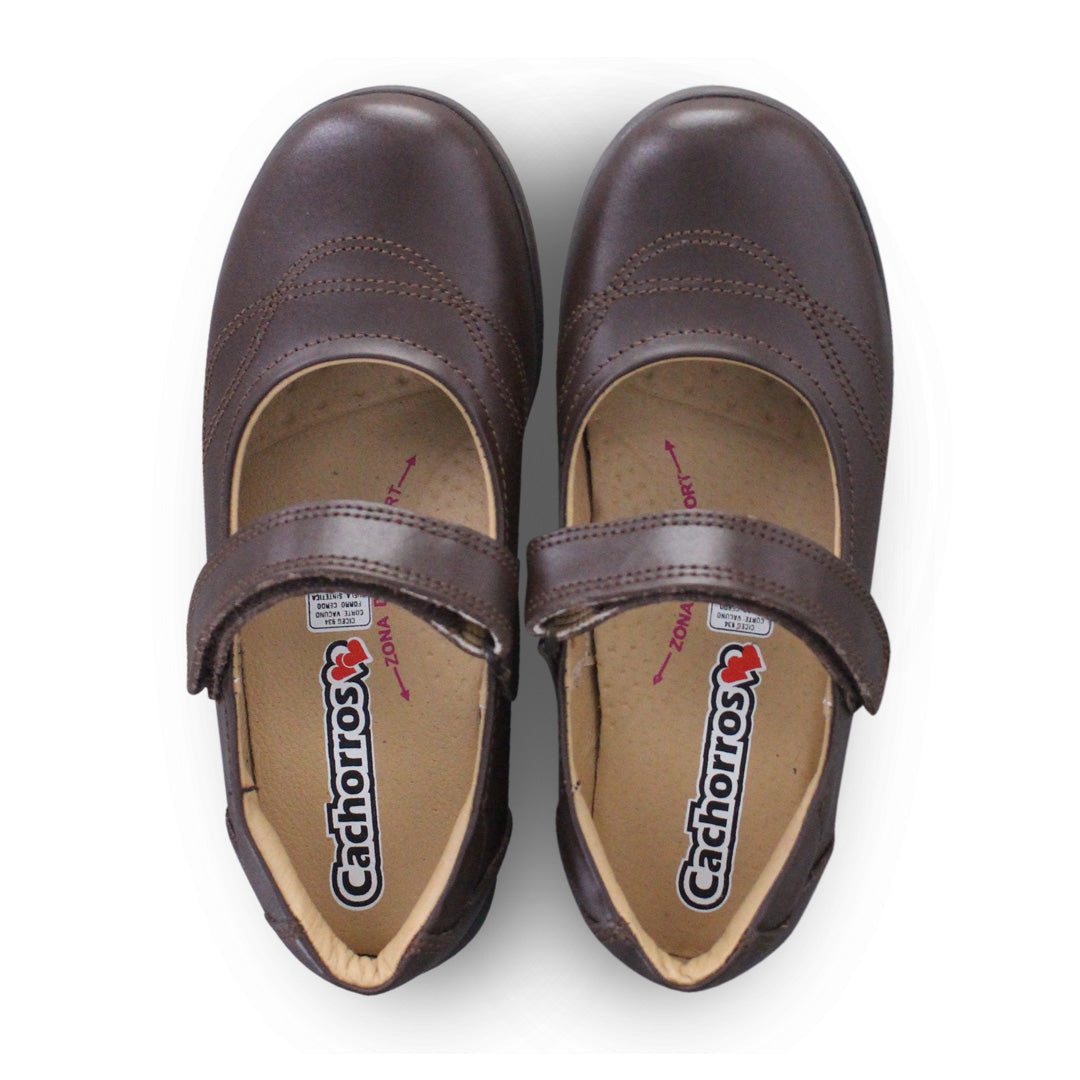 Zapato Escolar Niña 9252 Piel Café