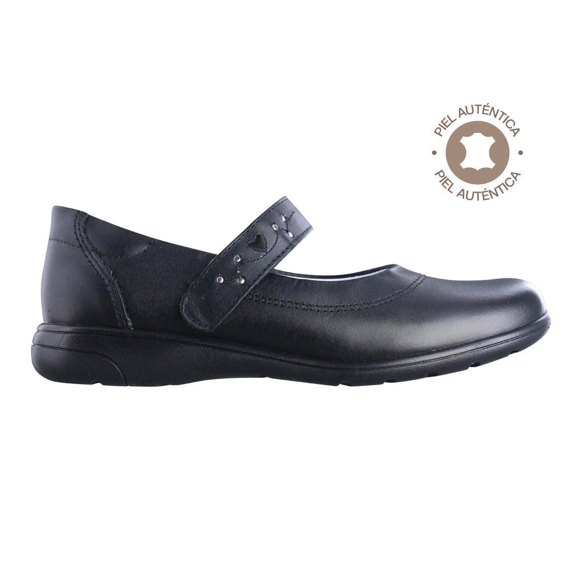 Calzado Escolar Niña 9254 Piel Negro con Velcro